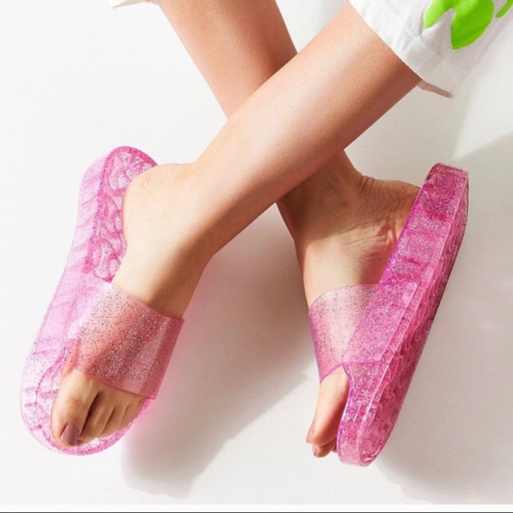 Urban Outfitters Pink Sparkle Jelly Slides